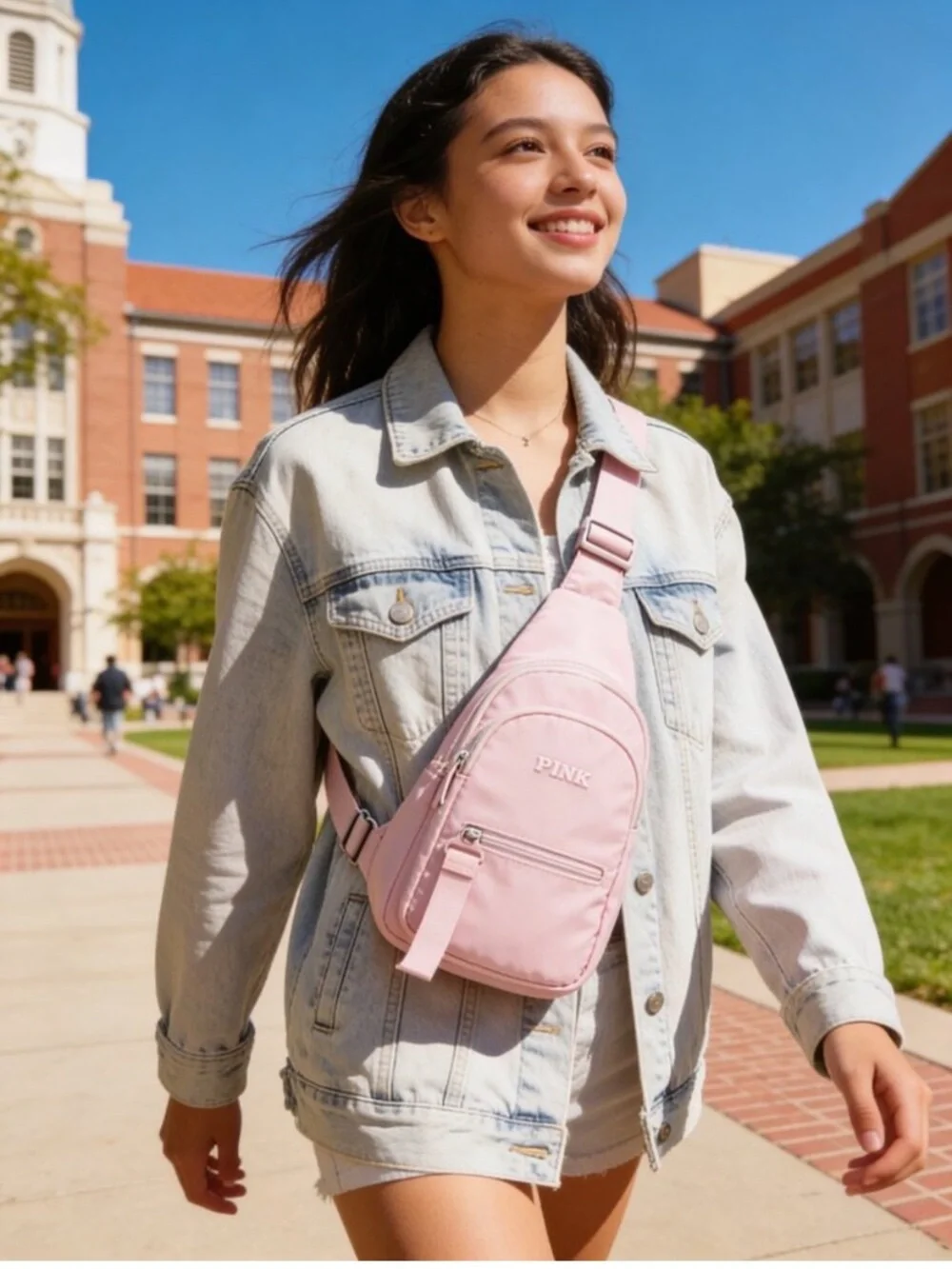 PINK Victoria's Secret Light Pink Crossbody Sling Bag
